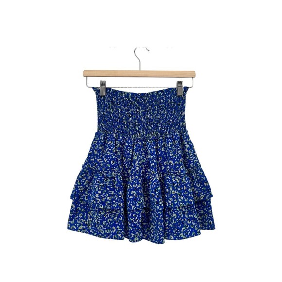 GAP Dresses & Skirts - Gap Smocked Floral Viscose Tiered Ruffle Mini Skirt Small Blue White Boho